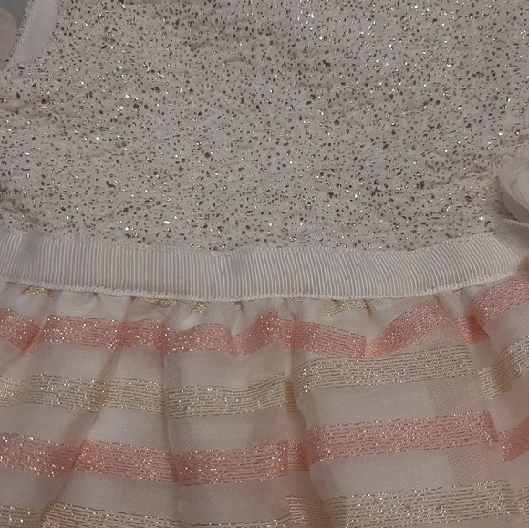The Children's Place baby dress 12-18 months cream with pink and gold stripes - Picture 3 of 6